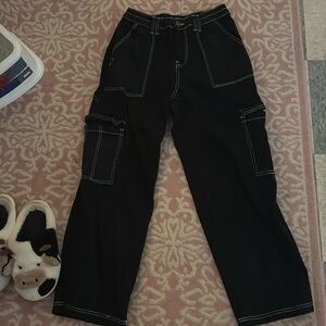 Black cargo straight leg